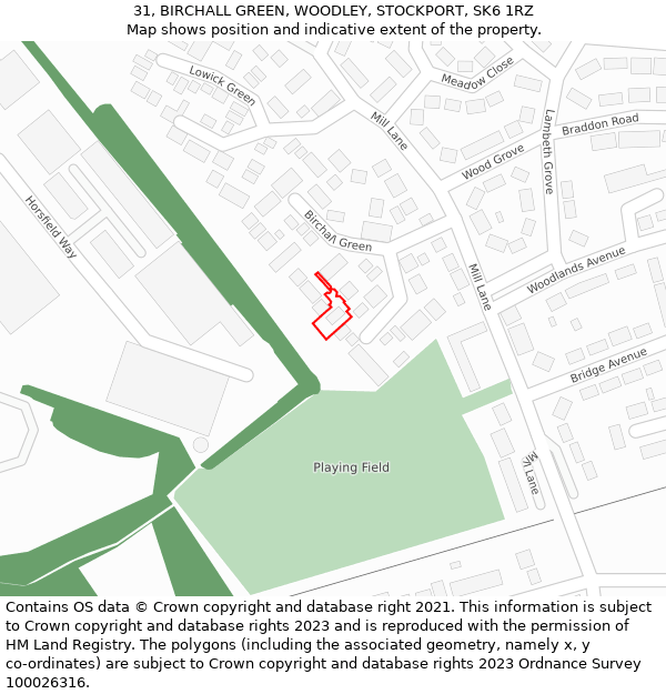 31, BIRCHALL GREEN, WOODLEY, STOCKPORT, SK6 1RZ: Location map and indicative extent of plot