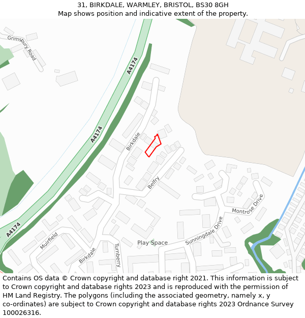 31, BIRKDALE, WARMLEY, BRISTOL, BS30 8GH: Location map and indicative extent of plot