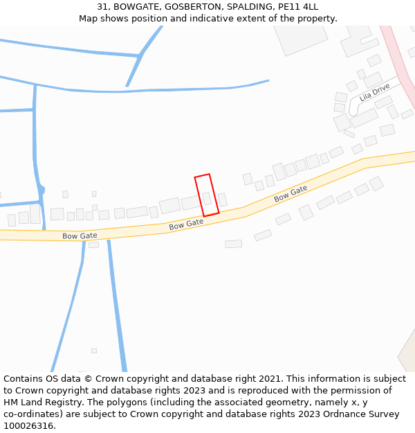 31, BOWGATE, GOSBERTON, SPALDING, PE11 4LL: Location map and indicative extent of plot