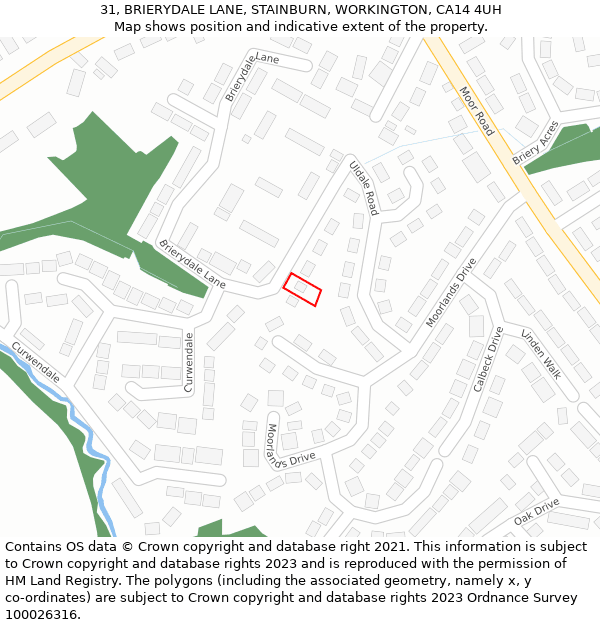 31, BRIERYDALE LANE, STAINBURN, WORKINGTON, CA14 4UH: Location map and indicative extent of plot
