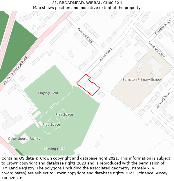 31, BROADMEAD, WIRRAL, CH60 1XH: Location map and indicative extent of plot