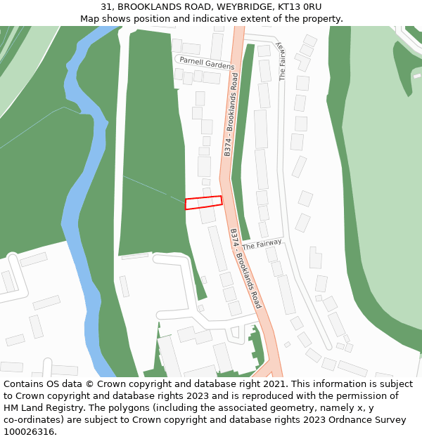31, BROOKLANDS ROAD, WEYBRIDGE, KT13 0RU: Location map and indicative extent of plot