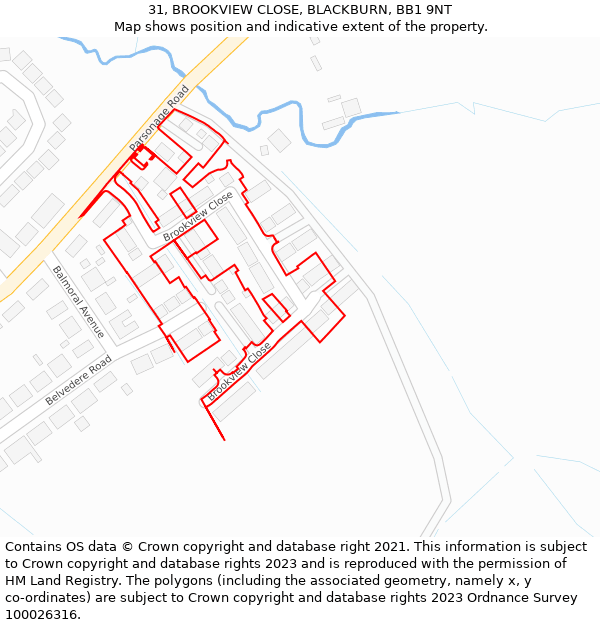 31, BROOKVIEW CLOSE, BLACKBURN, BB1 9NT: Location map and indicative extent of plot