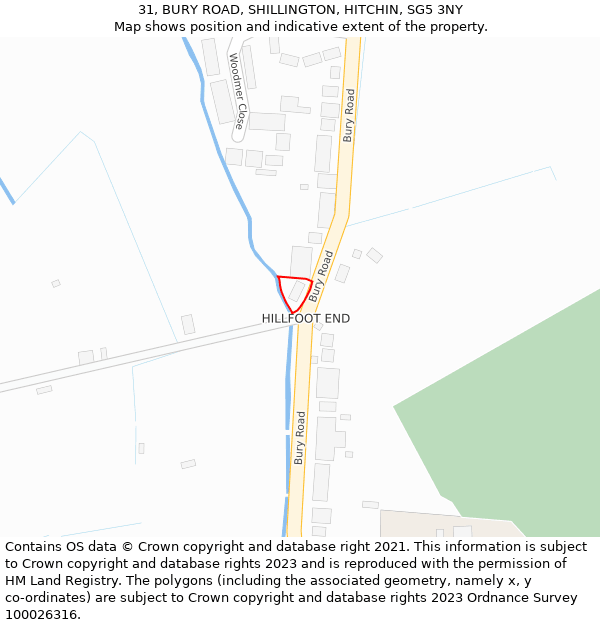 31, BURY ROAD, SHILLINGTON, HITCHIN, SG5 3NY: Location map and indicative extent of plot