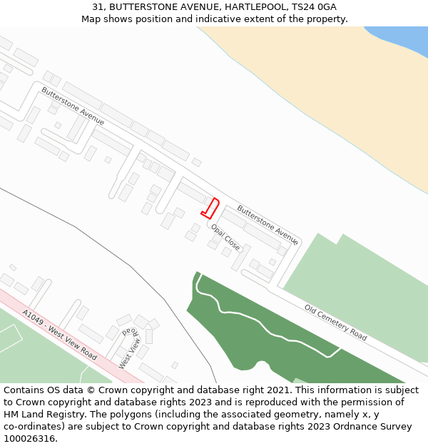 31, BUTTERSTONE AVENUE, HARTLEPOOL, TS24 0GA: Location map and indicative extent of plot