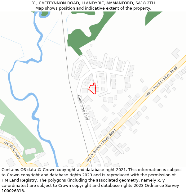 31, CAEFFYNNON ROAD, LLANDYBIE, AMMANFORD, SA18 2TH: Location map and indicative extent of plot