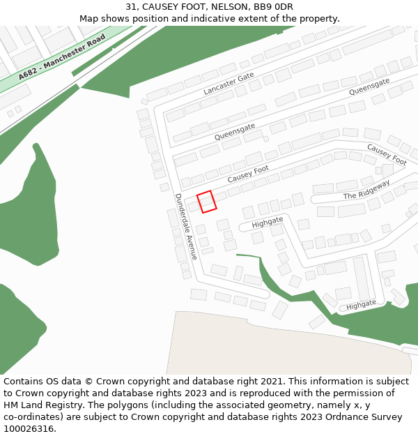 31, CAUSEY FOOT, NELSON, BB9 0DR: Location map and indicative extent of plot