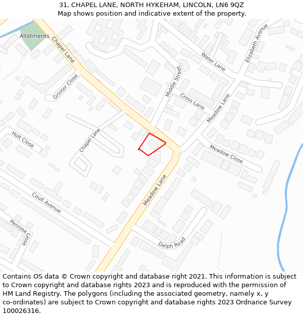 31, CHAPEL LANE, NORTH HYKEHAM, LINCOLN, LN6 9QZ: Location map and indicative extent of plot