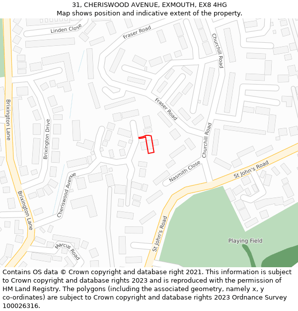 31, CHERISWOOD AVENUE, EXMOUTH, EX8 4HG: Location map and indicative extent of plot