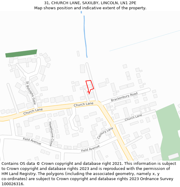31, CHURCH LANE, SAXILBY, LINCOLN, LN1 2PE: Location map and indicative extent of plot