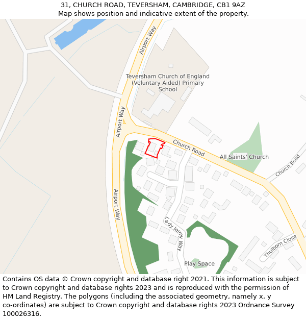 31, CHURCH ROAD, TEVERSHAM, CAMBRIDGE, CB1 9AZ: Location map and indicative extent of plot