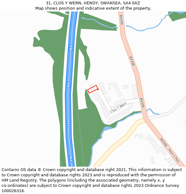 31, CLOS Y WERN, HENDY, SWANSEA, SA4 0XZ: Location map and indicative extent of plot