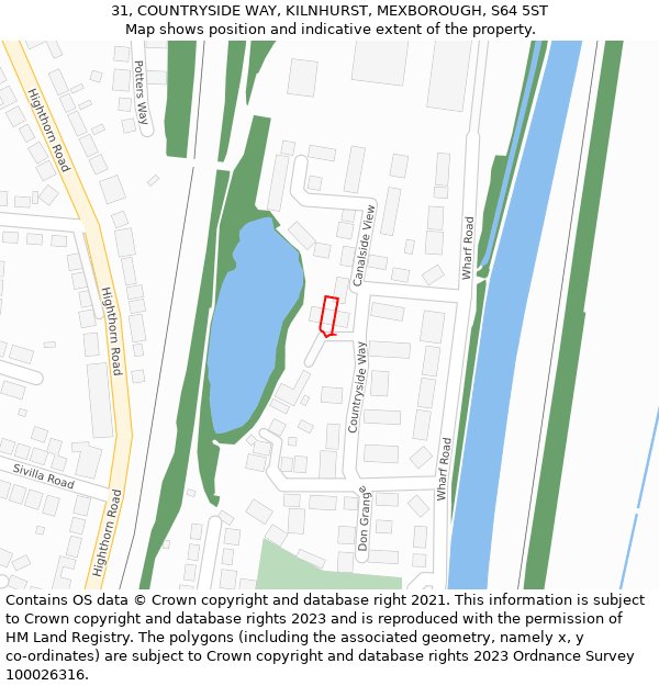 31, COUNTRYSIDE WAY, KILNHURST, MEXBOROUGH, S64 5ST: Location map and indicative extent of plot