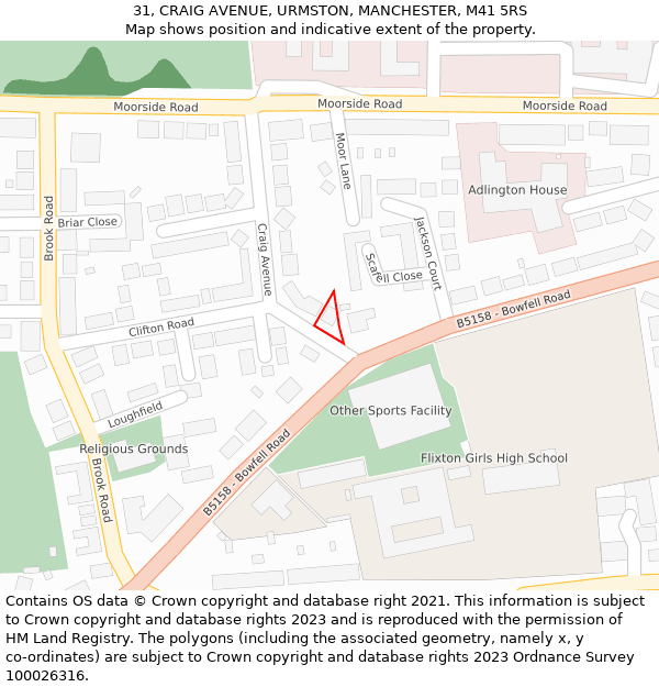 31, CRAIG AVENUE, URMSTON, MANCHESTER, M41 5RS: Location map and indicative extent of plot