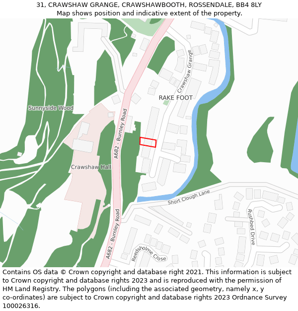 31, CRAWSHAW GRANGE, CRAWSHAWBOOTH, ROSSENDALE, BB4 8LY: Location map and indicative extent of plot