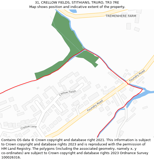 31, CRELLOW FIELDS, STITHIANS, TRURO, TR3 7RE: Location map and indicative extent of plot