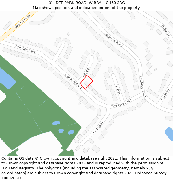 31, DEE PARK ROAD, WIRRAL, CH60 3RG: Location map and indicative extent of plot