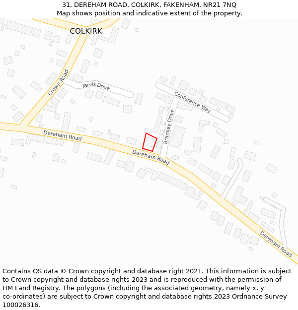 31, DEREHAM ROAD, COLKIRK, FAKENHAM, NR21 7NQ: Location map and indicative extent of plot