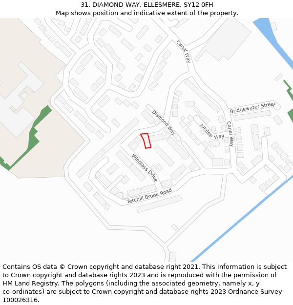 31, DIAMOND WAY, ELLESMERE, SY12 0FH: Location map and indicative extent of plot