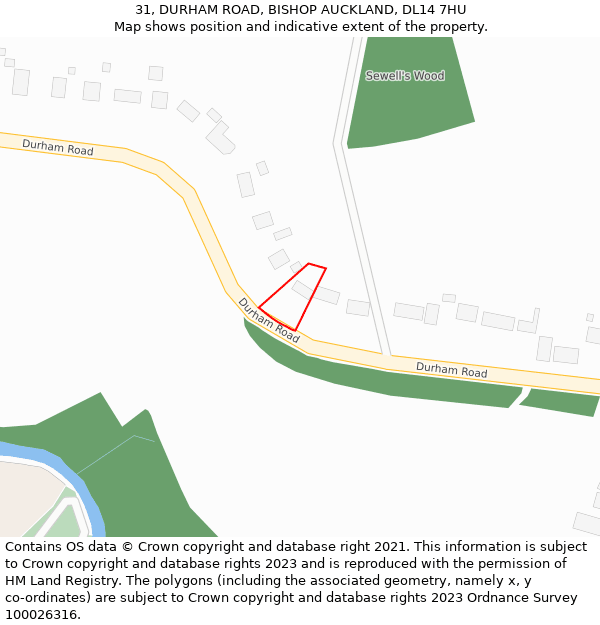 31, DURHAM ROAD, BISHOP AUCKLAND, DL14 7HU: Location map and indicative extent of plot