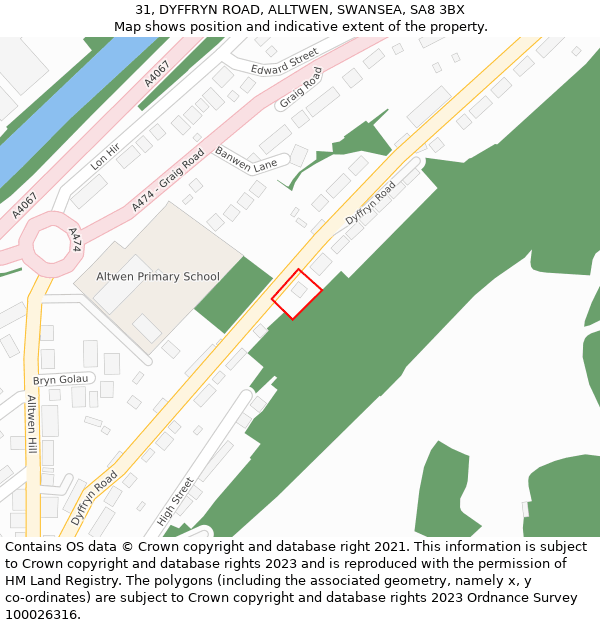 31, DYFFRYN ROAD, ALLTWEN, SWANSEA, SA8 3BX: Location map and indicative extent of plot