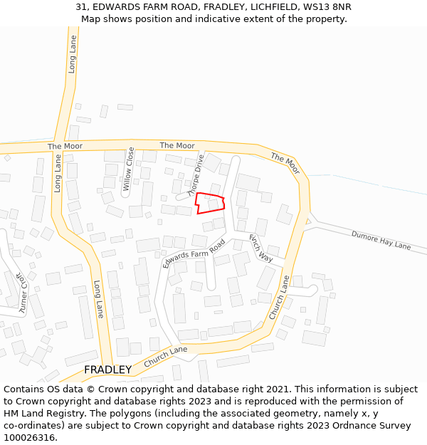 31, EDWARDS FARM ROAD, FRADLEY, LICHFIELD, WS13 8NR: Location map and indicative extent of plot