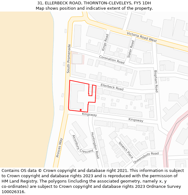 31, ELLERBECK ROAD, THORNTON-CLEVELEYS, FY5 1DH: Location map and indicative extent of plot