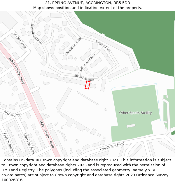 31, EPPING AVENUE, ACCRINGTON, BB5 5DR: Location map and indicative extent of plot