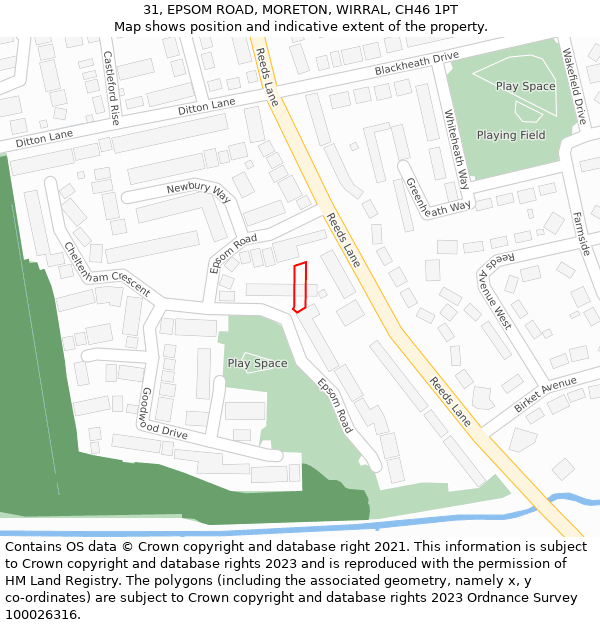 31, EPSOM ROAD, MORETON, WIRRAL, CH46 1PT: Location map and indicative extent of plot