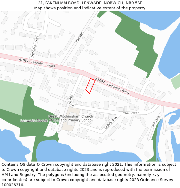 31, FAKENHAM ROAD, LENWADE, NORWICH, NR9 5SE: Location map and indicative extent of plot