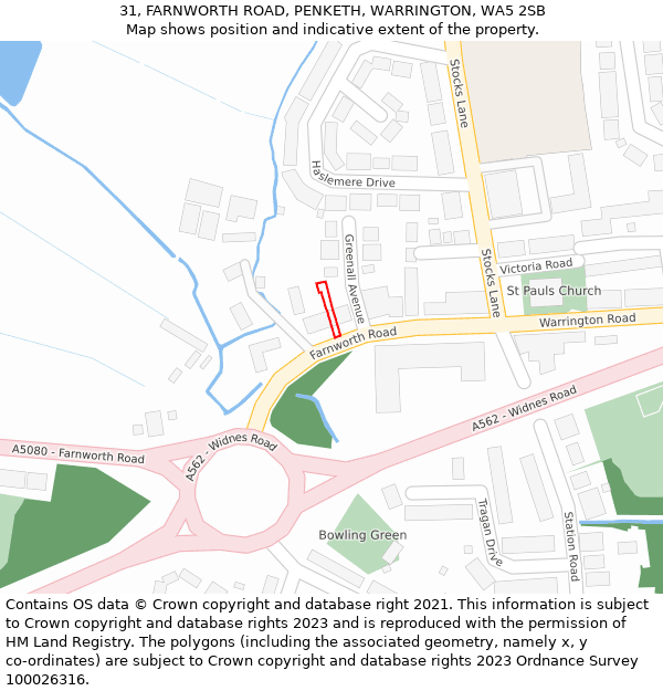 31, FARNWORTH ROAD, PENKETH, WARRINGTON, WA5 2SB: Location map and indicative extent of plot