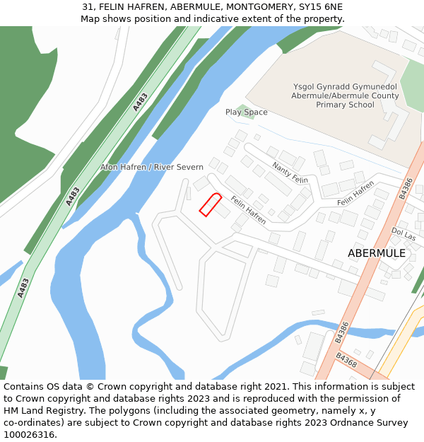 31, FELIN HAFREN, ABERMULE, MONTGOMERY, SY15 6NE: Location map and indicative extent of plot