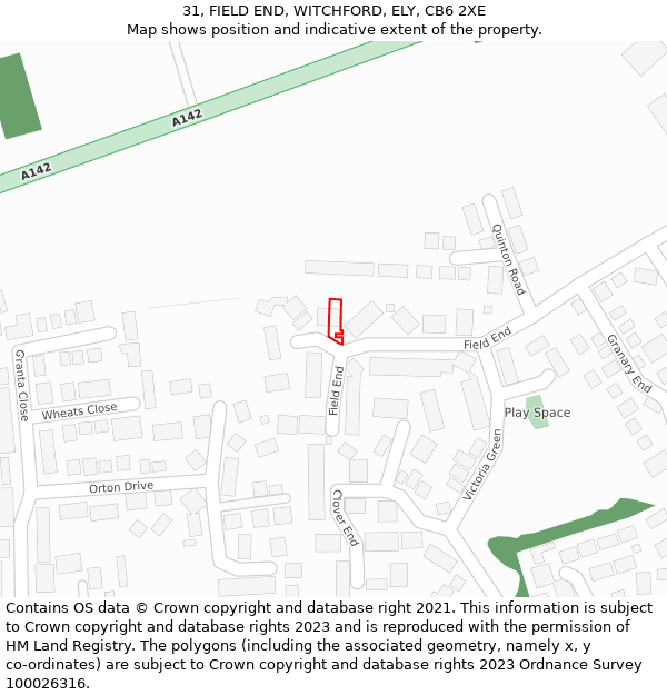 31, FIELD END, WITCHFORD, ELY, CB6 2XE: Location map and indicative extent of plot