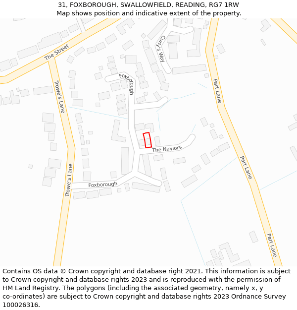 31, FOXBOROUGH, SWALLOWFIELD, READING, RG7 1RW: Location map and indicative extent of plot