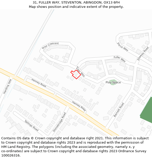 31, FULLER WAY, STEVENTON, ABINGDON, OX13 6FH: Location map and indicative extent of plot