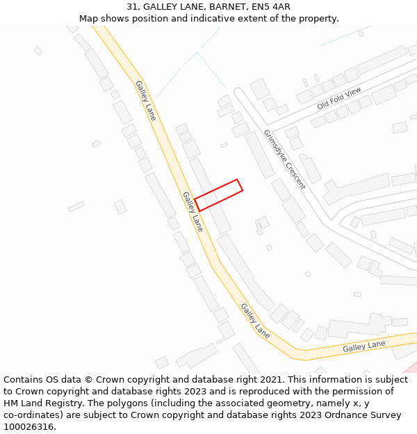 31, GALLEY LANE, BARNET, EN5 4AR: Location map and indicative extent of plot