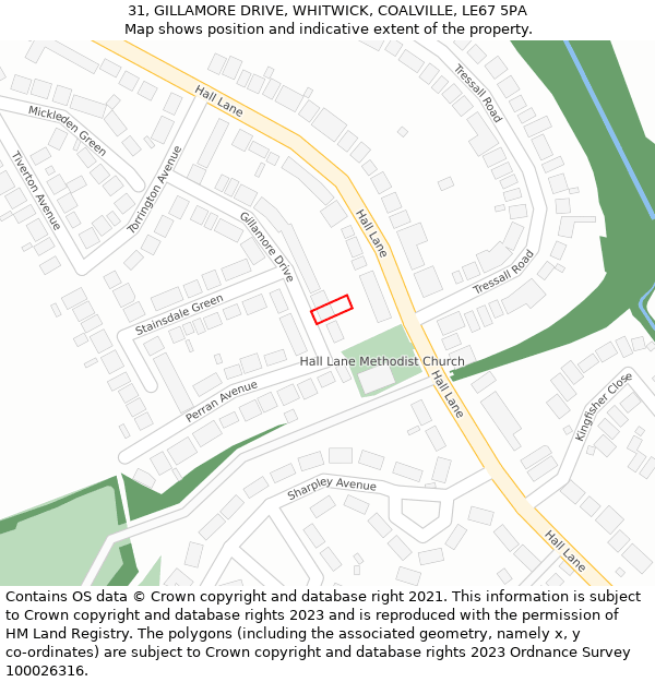 31, GILLAMORE DRIVE, WHITWICK, COALVILLE, LE67 5PA: Location map and indicative extent of plot