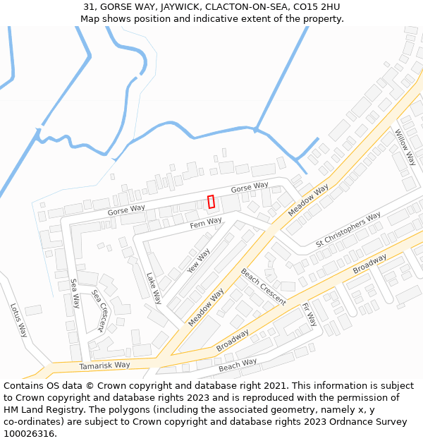 31, GORSE WAY, JAYWICK, CLACTON-ON-SEA, CO15 2HU: Location map and indicative extent of plot