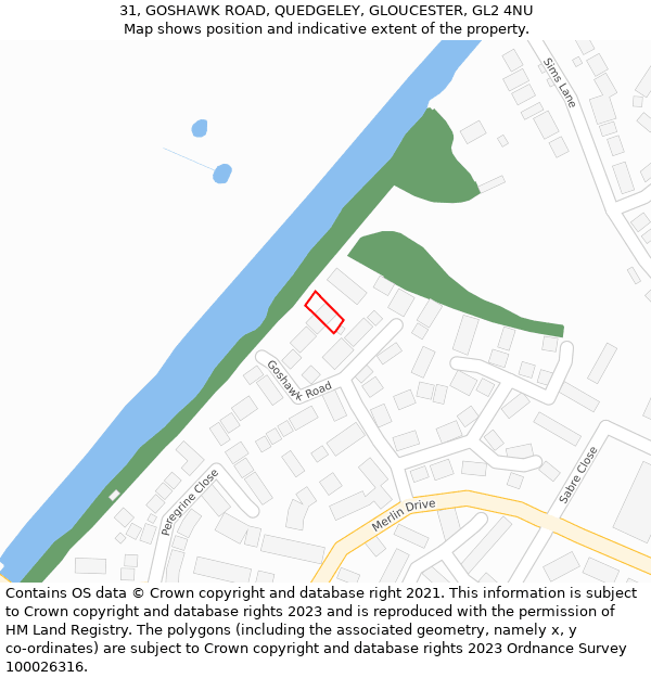 31, GOSHAWK ROAD, QUEDGELEY, GLOUCESTER, GL2 4NU: Location map and indicative extent of plot