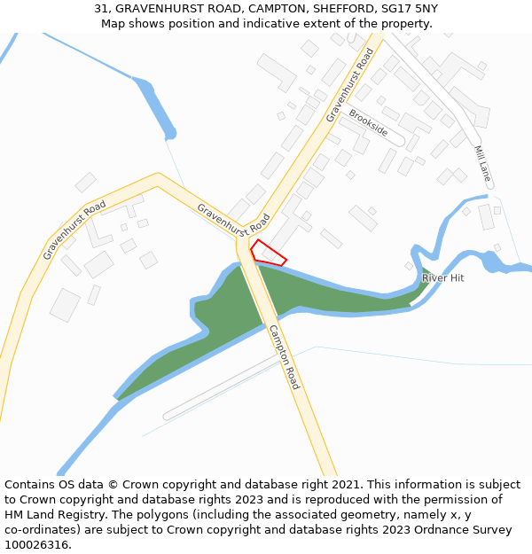 31, GRAVENHURST ROAD, CAMPTON, SHEFFORD, SG17 5NY: Location map and indicative extent of plot