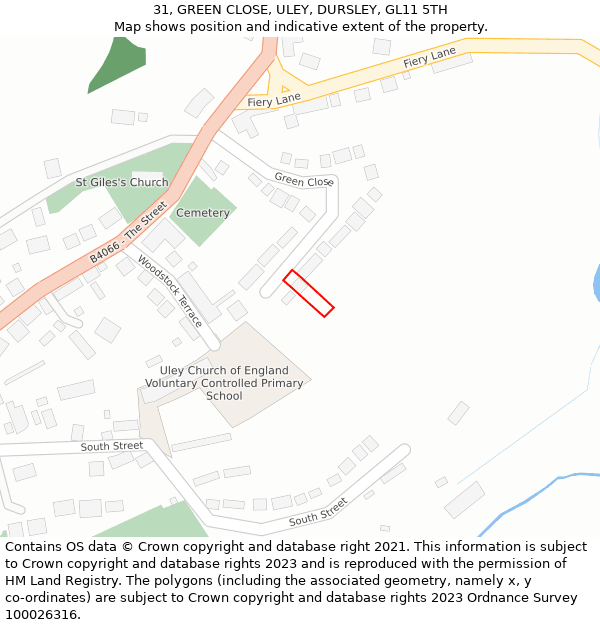 31, GREEN CLOSE, ULEY, DURSLEY, GL11 5TH: Location map and indicative extent of plot