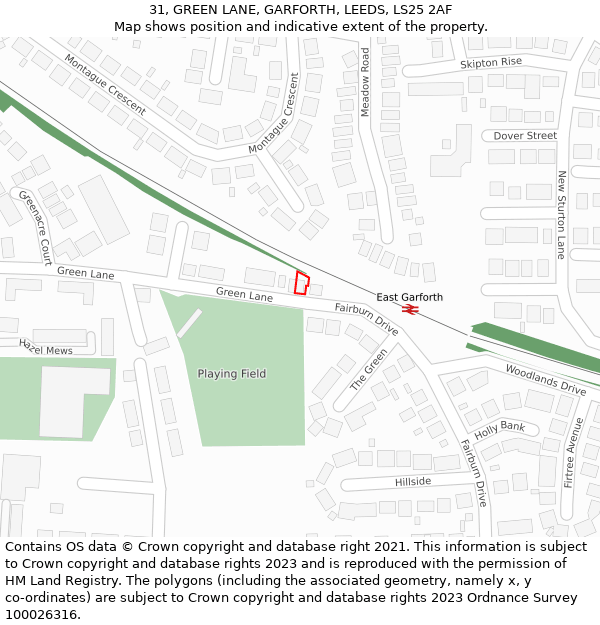 31, GREEN LANE, GARFORTH, LEEDS, LS25 2AF: Location map and indicative extent of plot