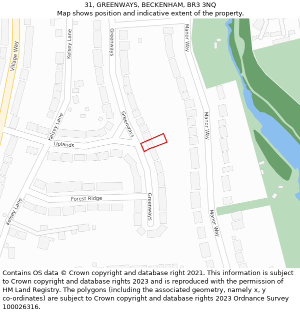 31, GREENWAYS, BECKENHAM, BR3 3NQ: Location map and indicative extent of plot