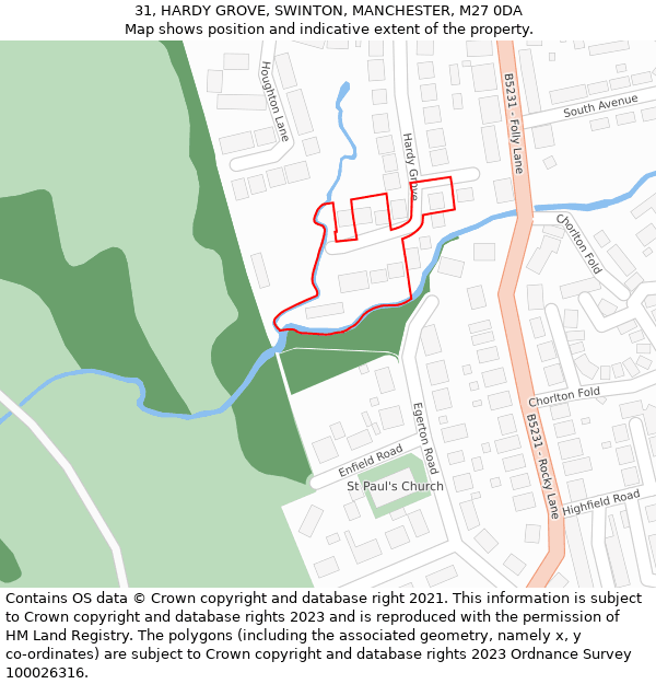 31, HARDY GROVE, SWINTON, MANCHESTER, M27 0DA: Location map and indicative extent of plot