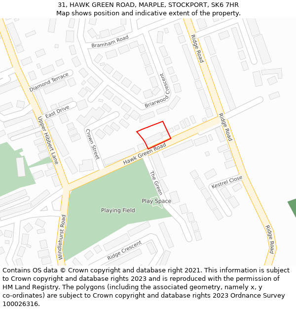 31, HAWK GREEN ROAD, MARPLE, STOCKPORT, SK6 7HR: Location map and indicative extent of plot