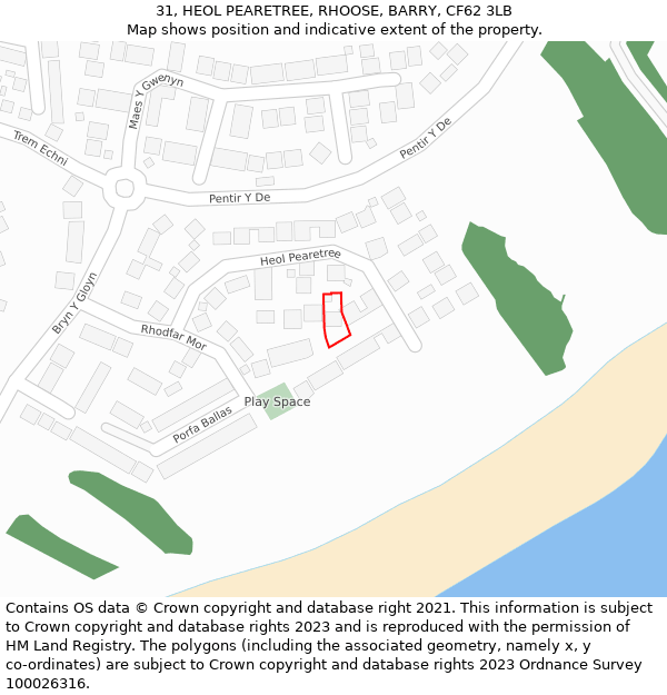 31, HEOL PEARETREE, RHOOSE, BARRY, CF62 3LB: Location map and indicative extent of plot