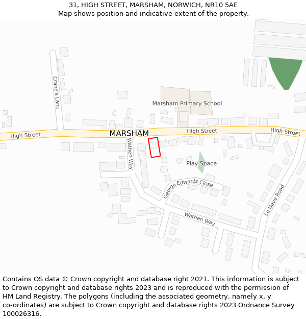 31, HIGH STREET, MARSHAM, NORWICH, NR10 5AE: Location map and indicative extent of plot