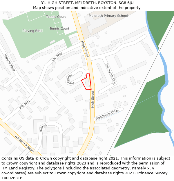 31, HIGH STREET, MELDRETH, ROYSTON, SG8 6JU: Location map and indicative extent of plot