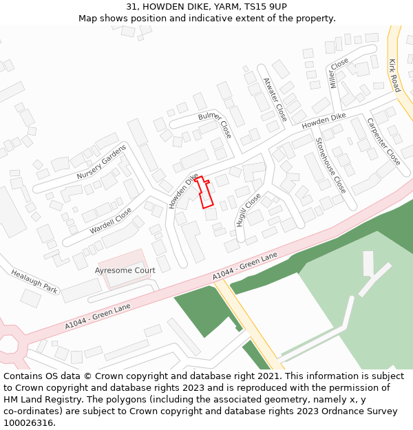 31, HOWDEN DIKE, YARM, TS15 9UP: Location map and indicative extent of plot