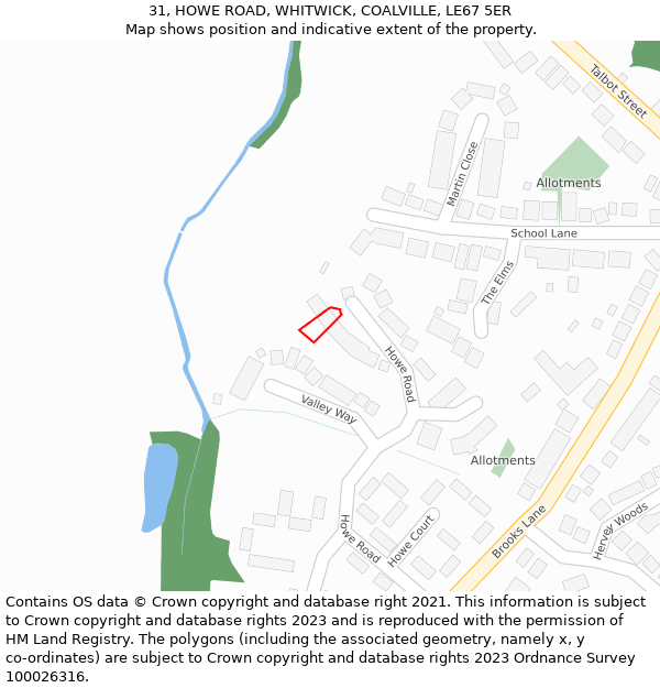 31, HOWE ROAD, WHITWICK, COALVILLE, LE67 5ER: Location map and indicative extent of plot